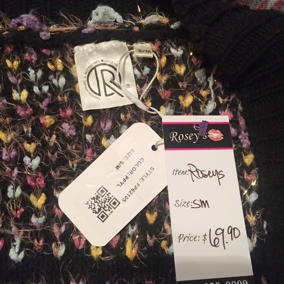 NWT Roseys Open Front Cardigan Sweater Chunky Knit Colorful Small/Medium Duster - Picture 2 of 11